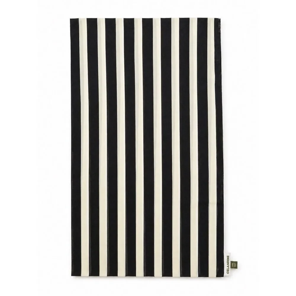 Celandine Anthropologie Striped Scarf Cotton Black Cream One Size